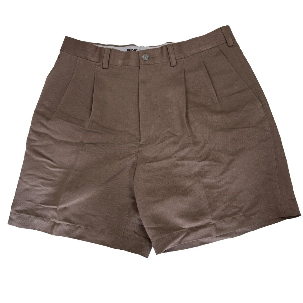 Ping Mens Brown Pleated Golf Shorts Casual Classic Sportswear 34x9